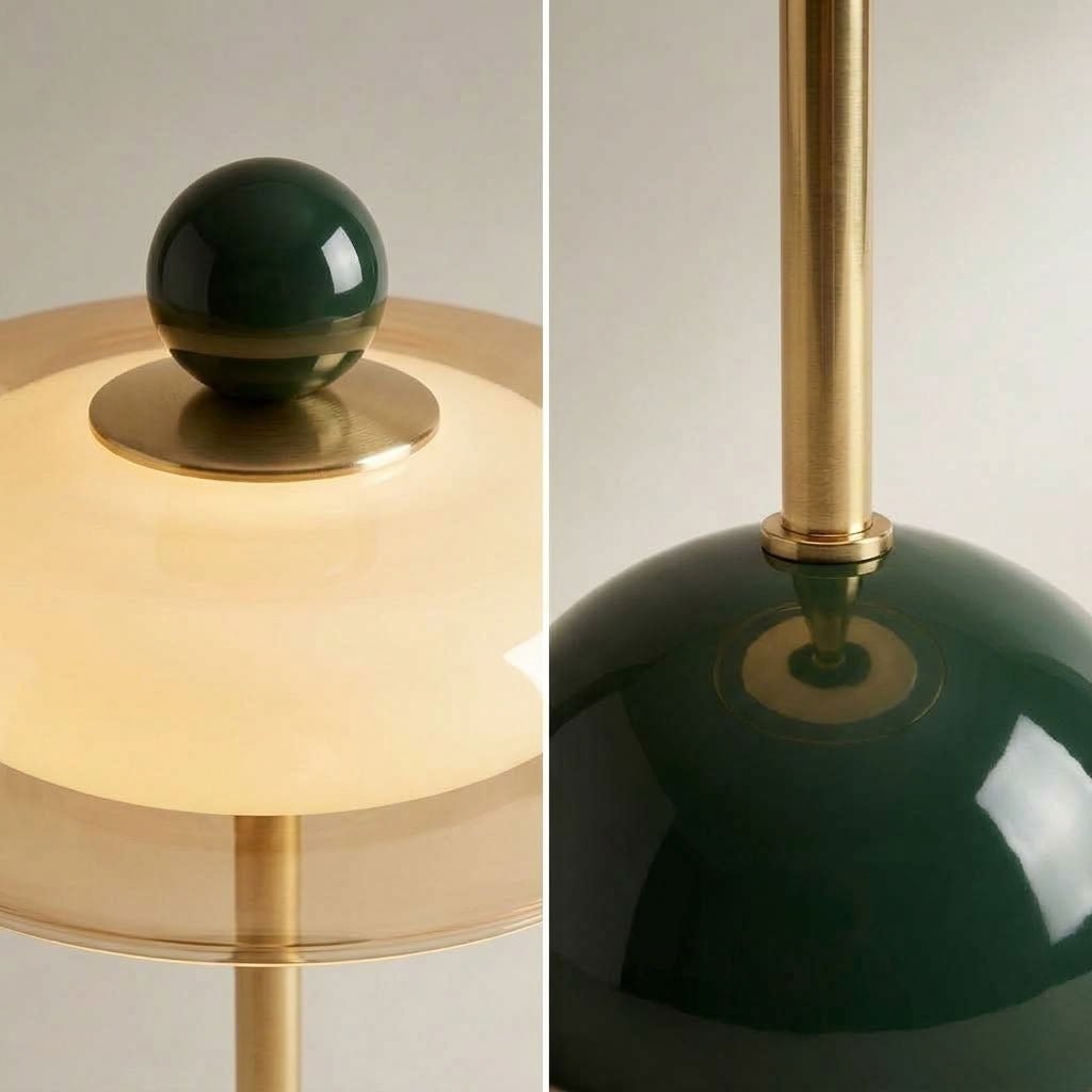Retro Dome Table Lamp Green & Brass Finish